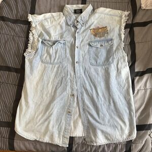 Sturgis Black Hills Rally 2011 Motorcycle CH Apparel Cutoff Shirt Denim Size‎ L